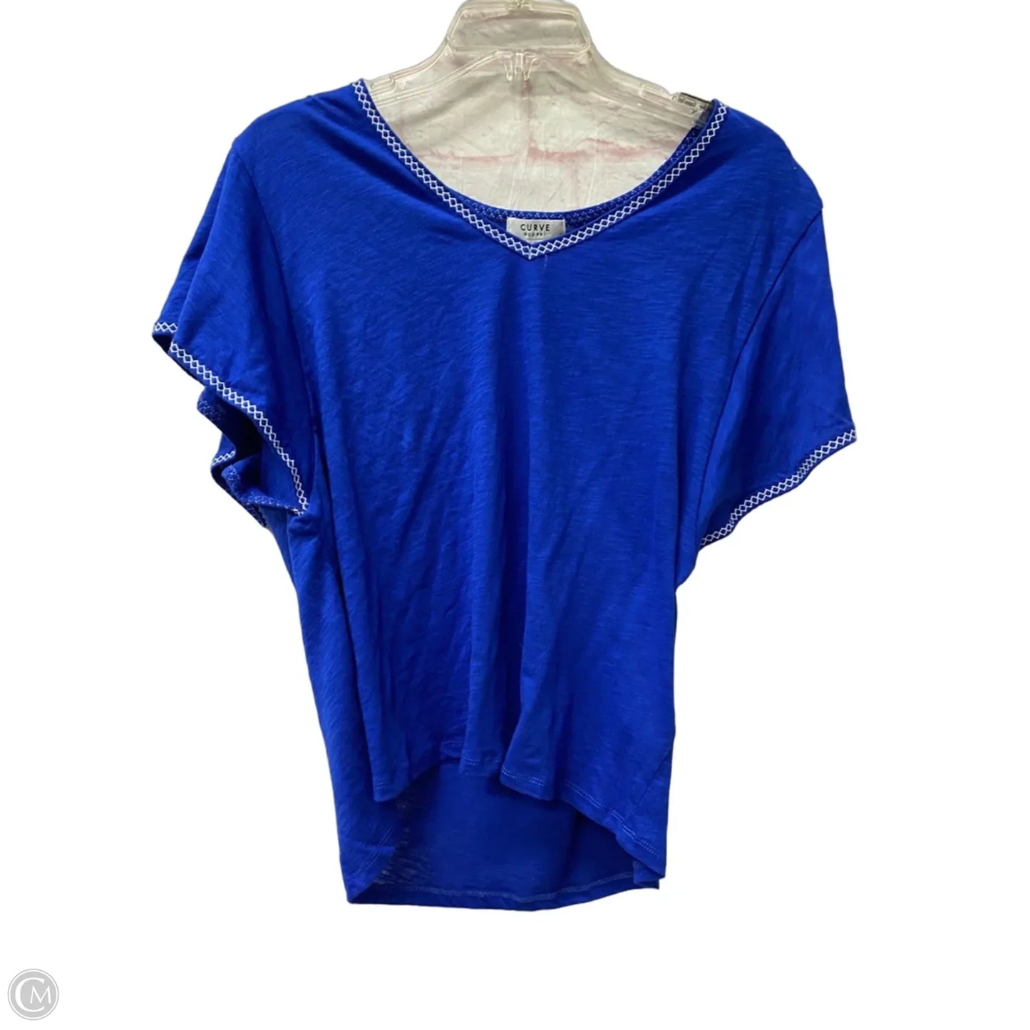 Top Short Sleeve By Curve Appeal In Blue, Size: L