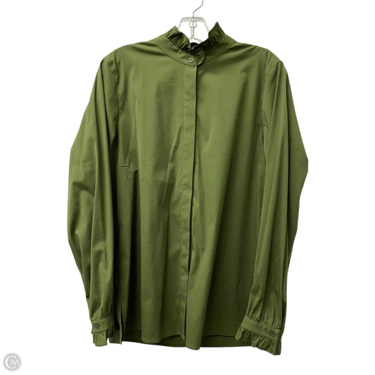 Top Long Sleeve Designer By Lafayette 148 In Green, Size: L
