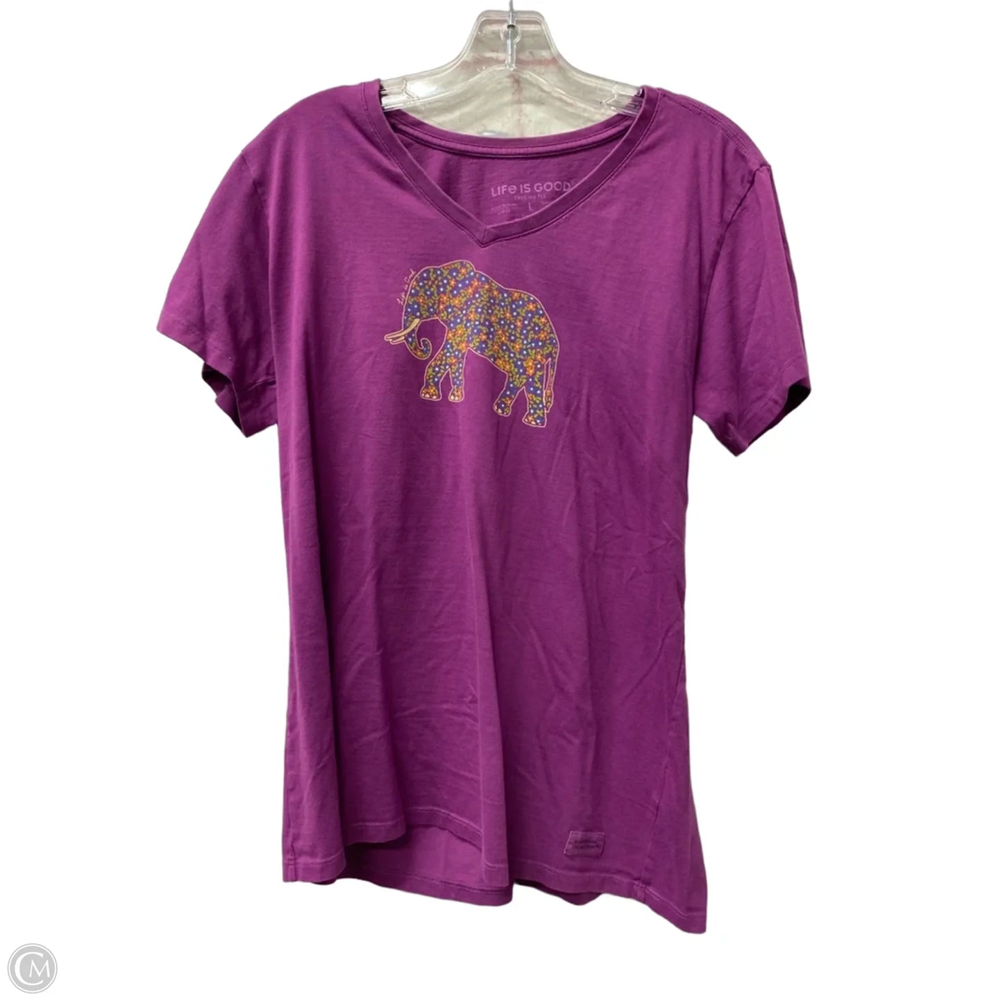 Top Short Sleeve By Life Is Good In Purple, Size: L