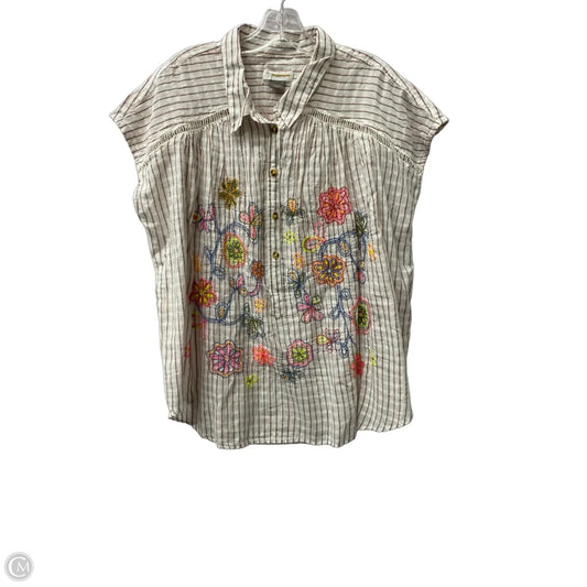 Top Short Sleeve By Pilcro In Pink & White, Size: Xl