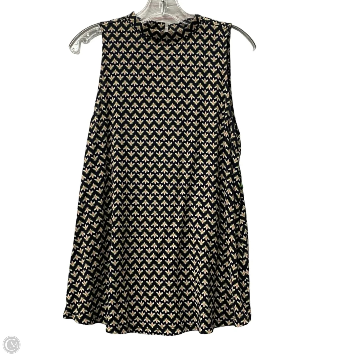 Top Sleeveless By Loft In Black & Pink, Size: M