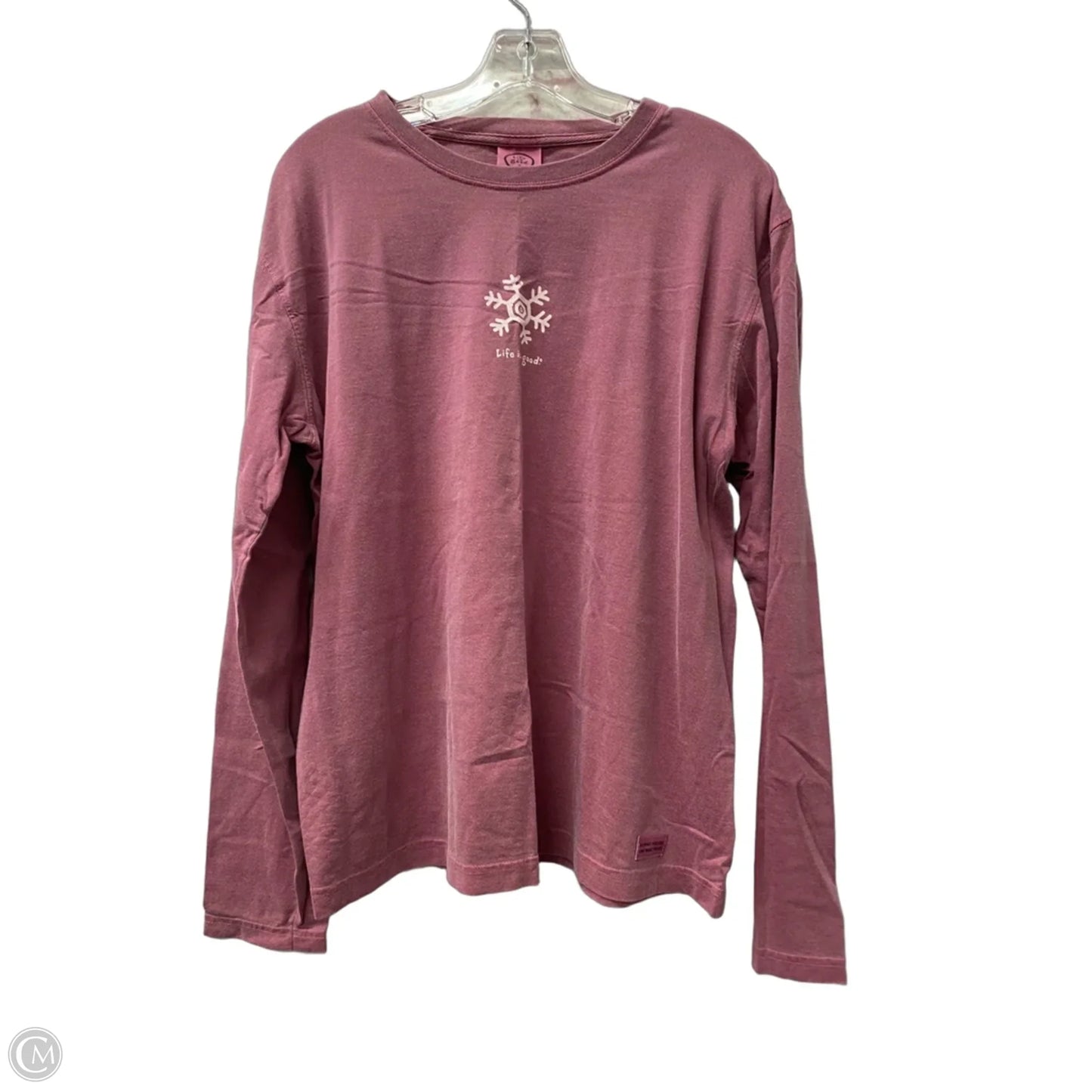 Athletic Top Long Sleeve Crewneck By Life Is Good In Maroon, Size: L