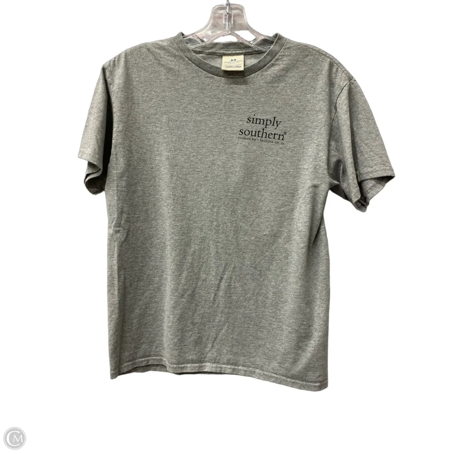 Top Short Sleeve By Simply Southern In Grey, Size: L