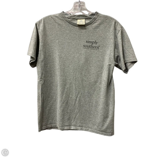 Top Short Sleeve By Simply Southern In Grey, Size: L
