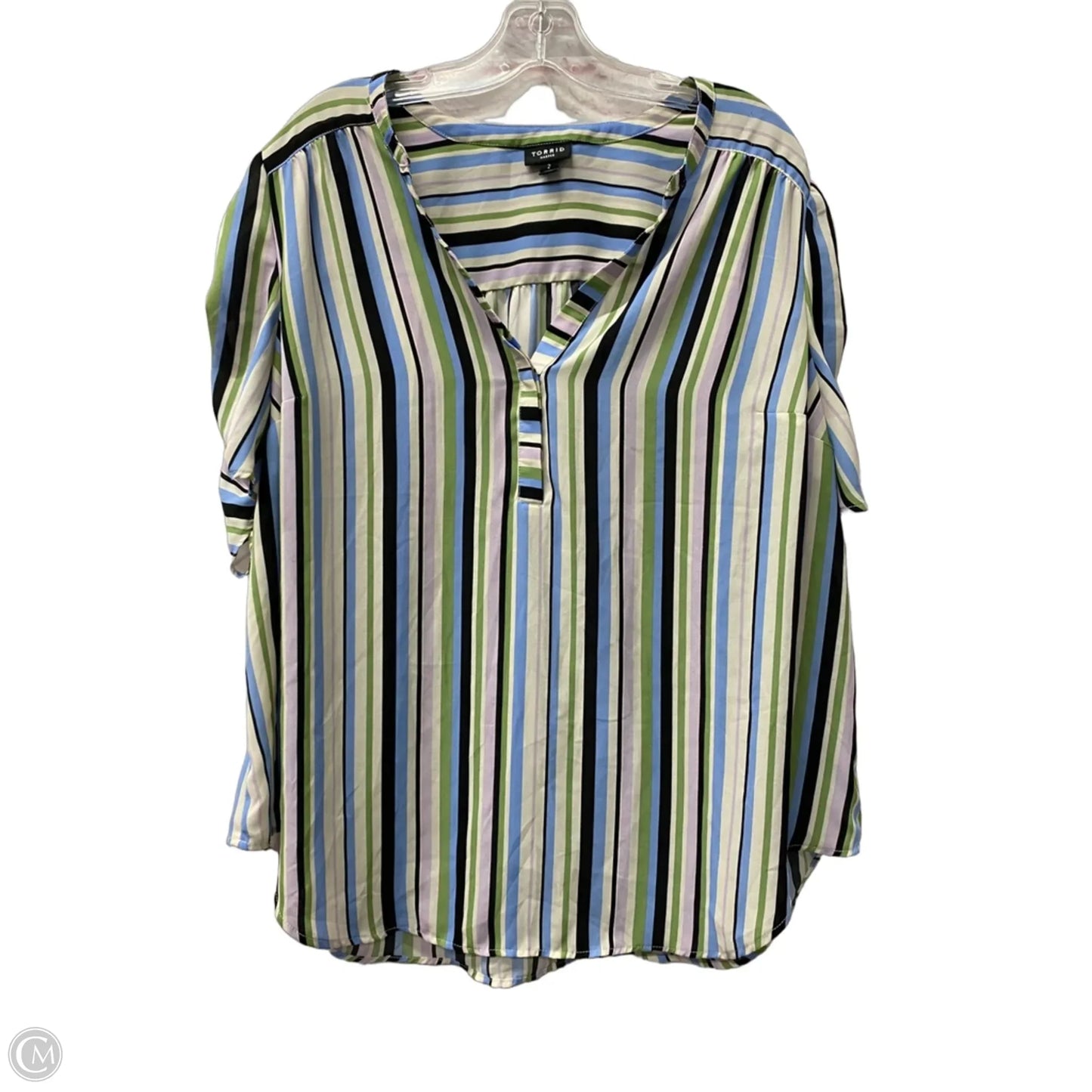Top Short Sleeve By Torrid In Blue & Green, Size: 2x