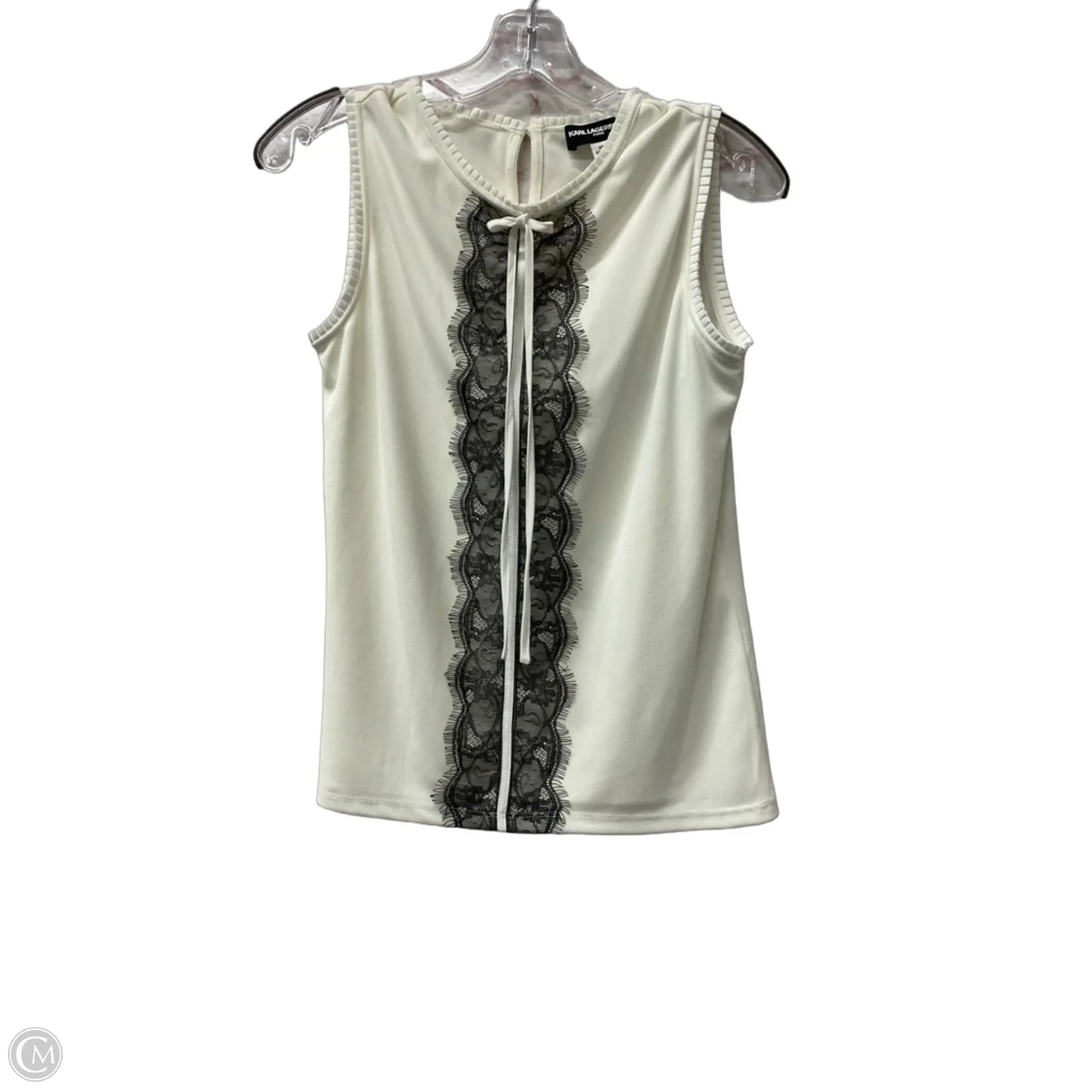 Top Sleeveless Designer By Karl Lagerfeld In Ivory, Size: Xs