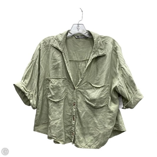 Top Short Sleeve By Zara In Green, Size: L