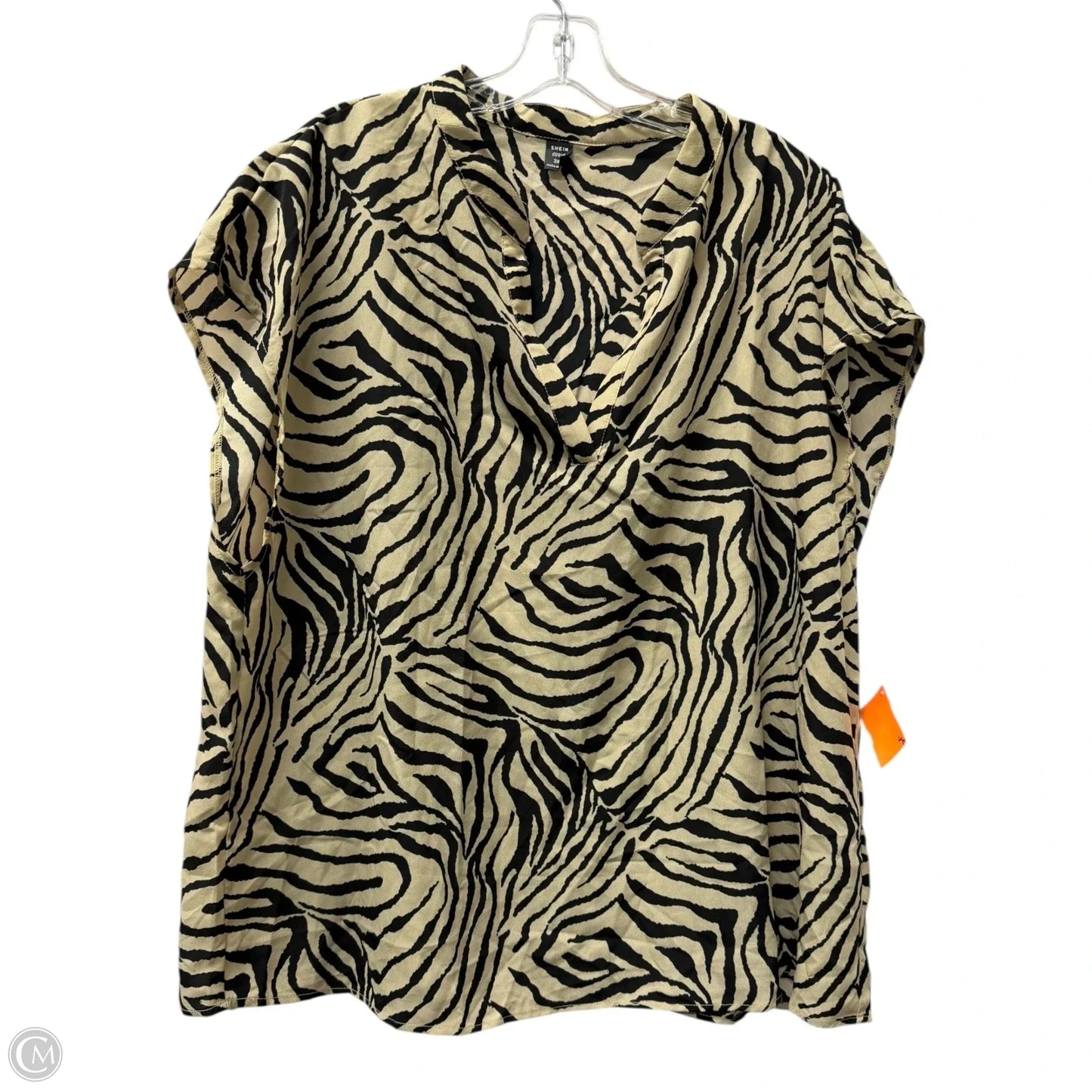 Top Short Sleeve By Shein In Tan, Size: 3x