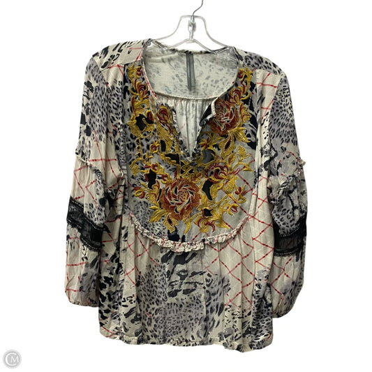 Top Long Sleeve By Anthropologie In Tan, Size: L