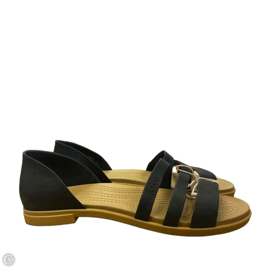 Sandals Flats By Crocs In Black, Size: 9
