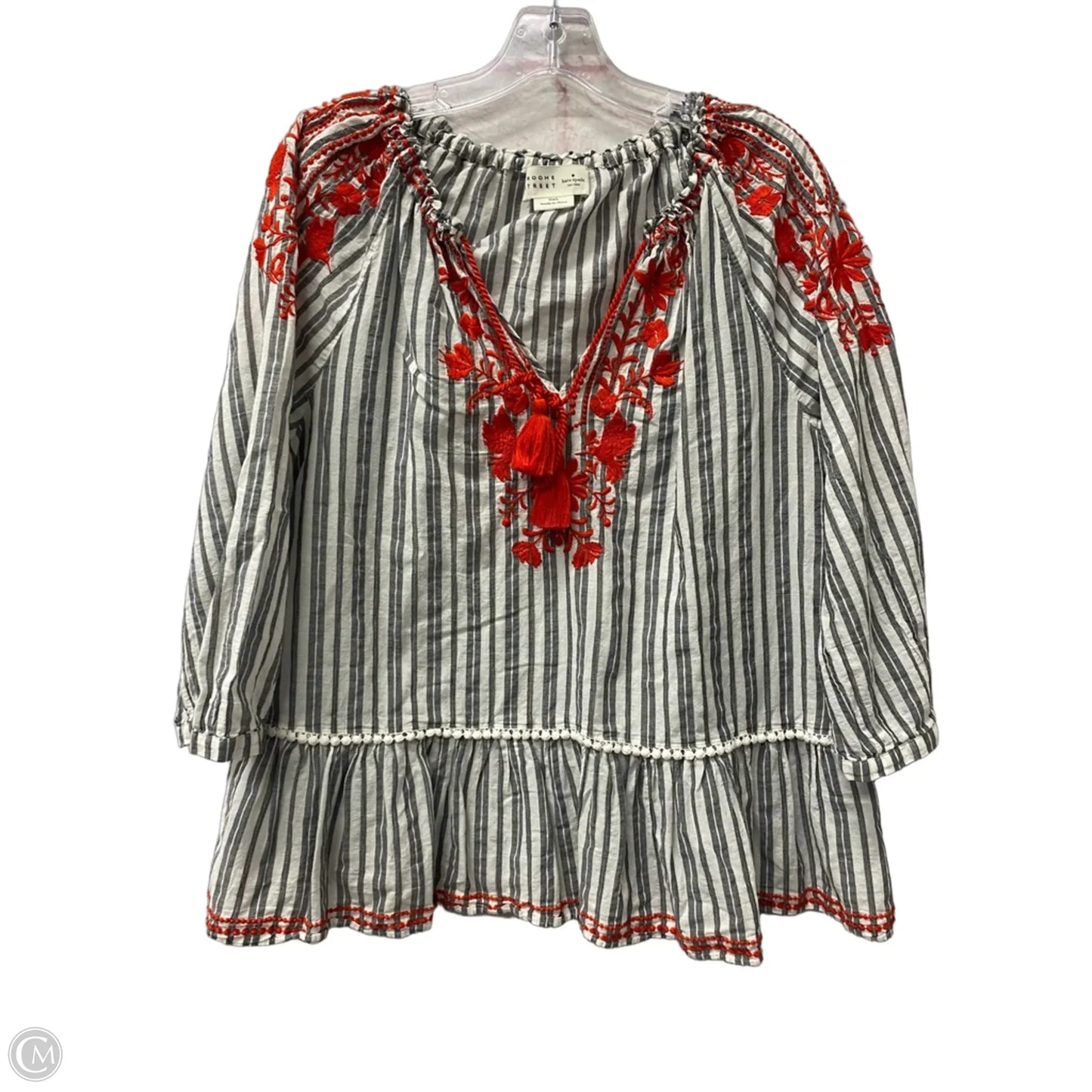 Top 3/4 Sleeve Designer By Kate Spade In Grey & Red, Size: L