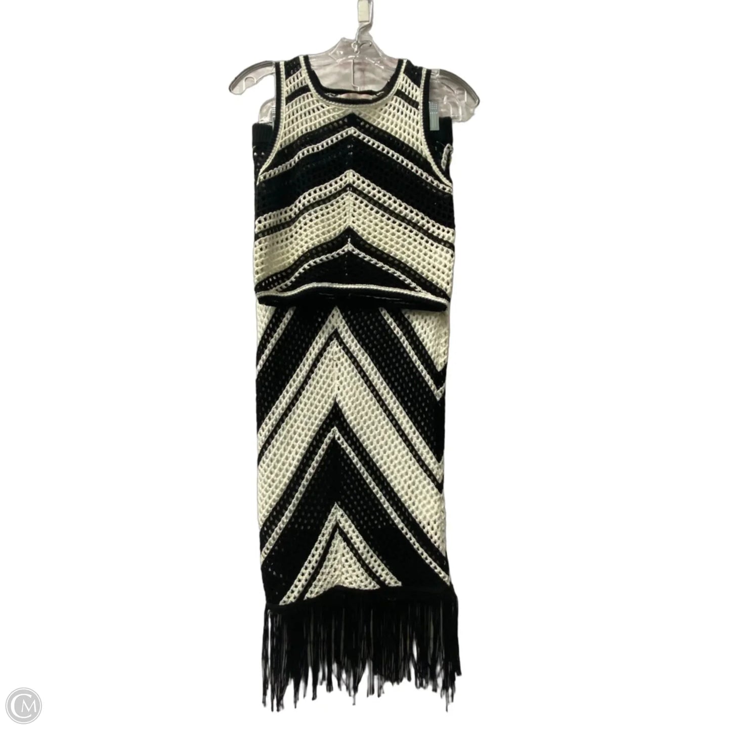 Skirt Set 2pc By Willow & wind In Black & White, Size: M
