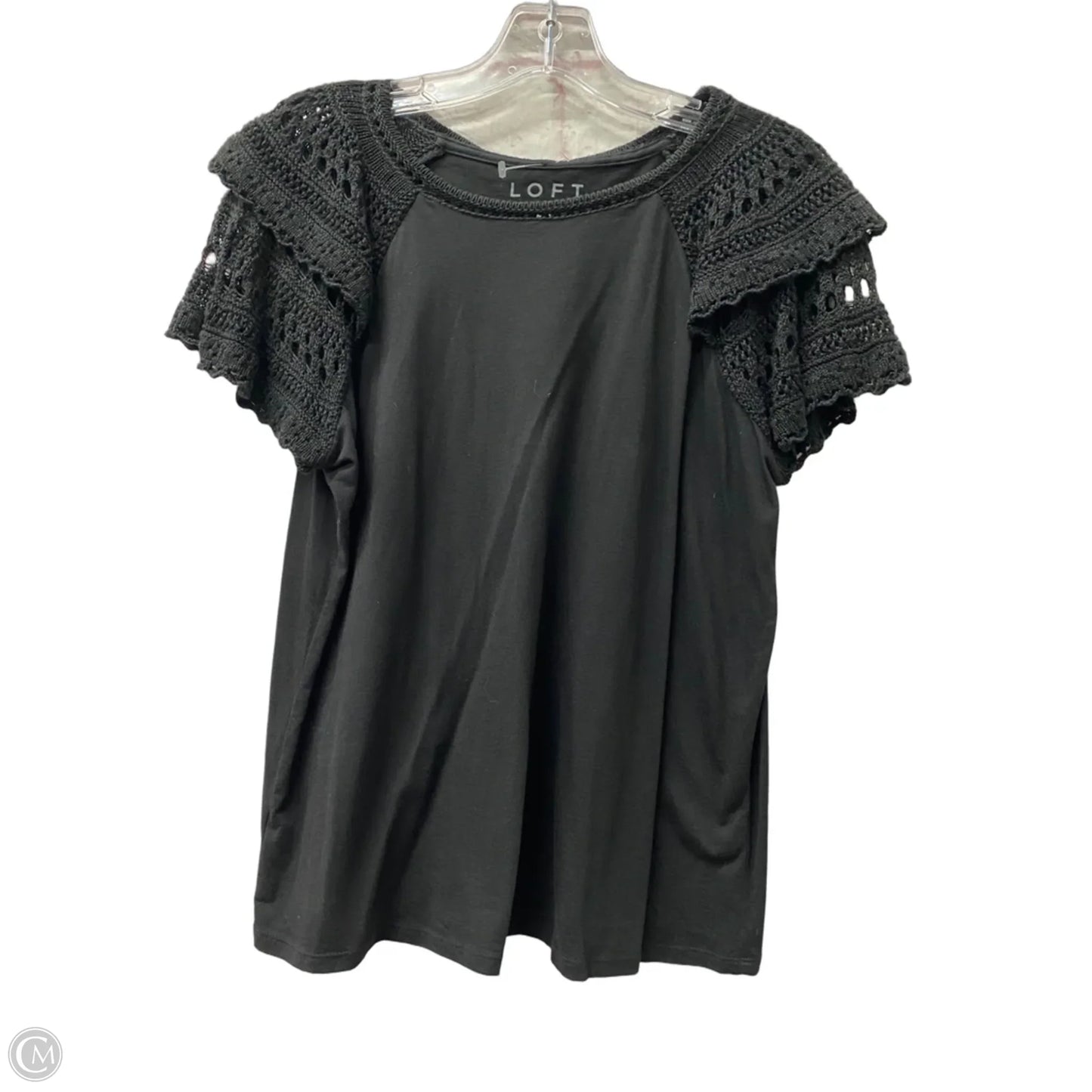 Top Short Sleeve By Loft In Black, Size: Mp