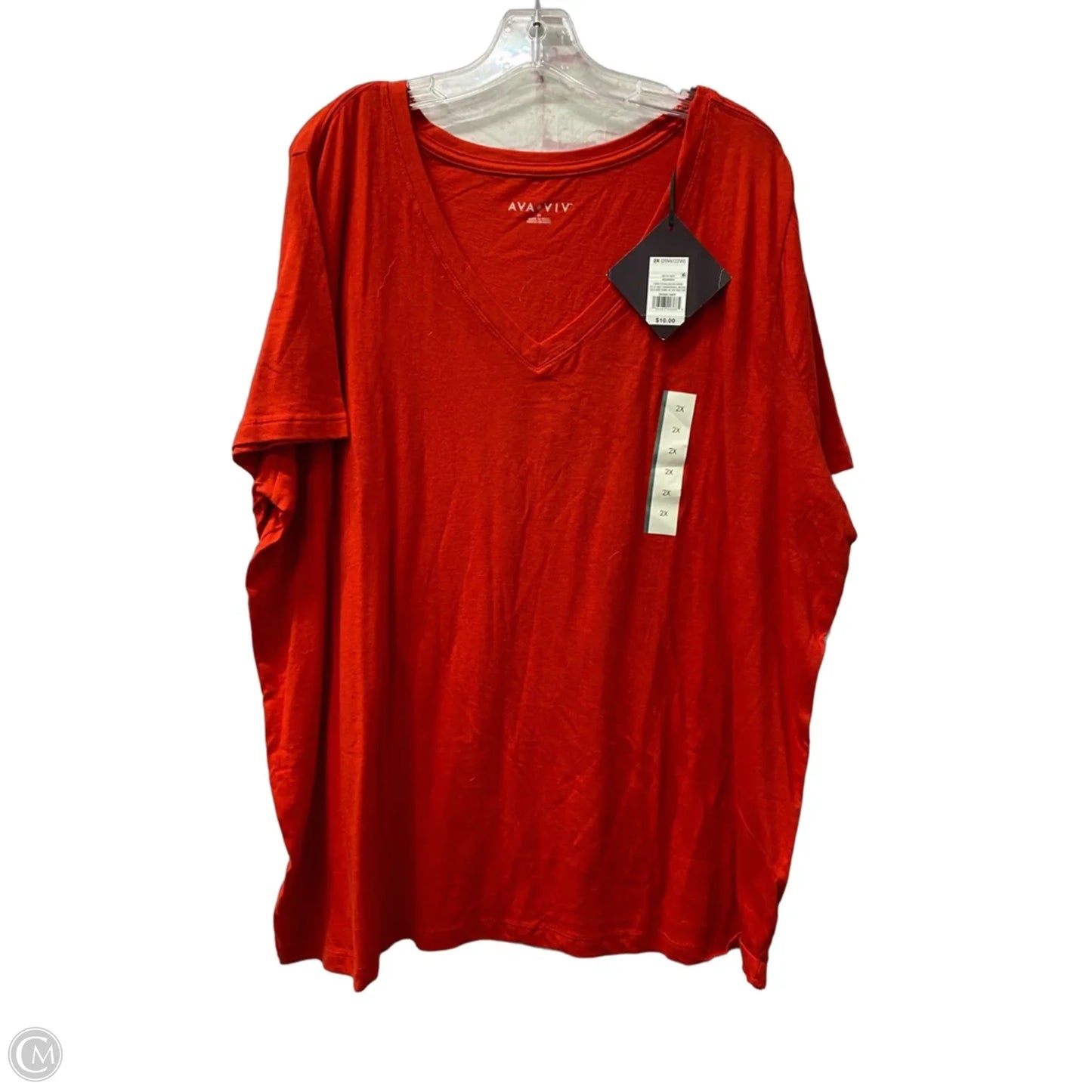 Top Short Sleeve Basic By Ava & Viv In Red, Size: 2x