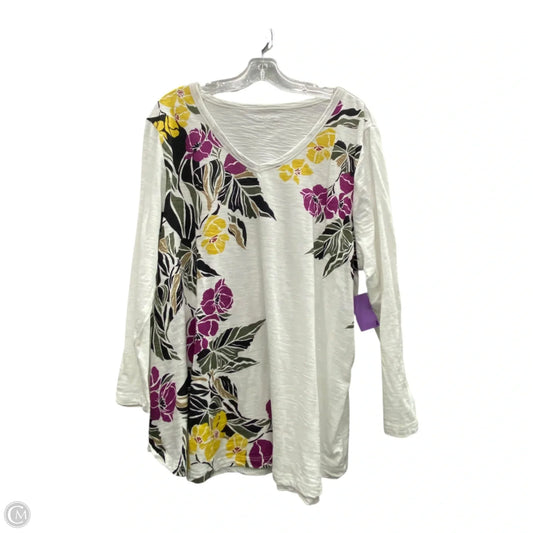 Top Long Sleeve By Chicos In White, Size: 1x