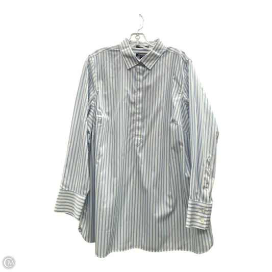 Top Long Sleeve By Lands End In Blue & White, Size: 1x