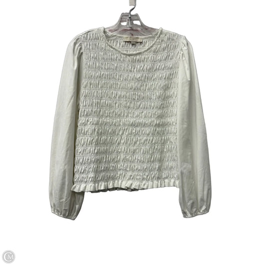 Top Long Sleeve By Loft In White, Size: L