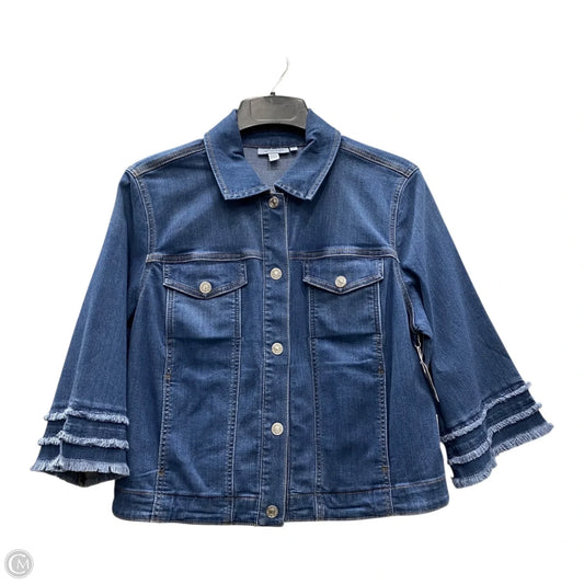 Jacket Denim By Chicos In Blue, Size: L