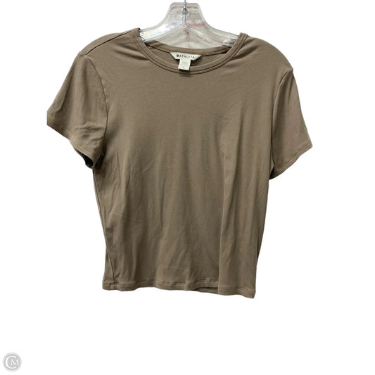 Athletic Top Short Sleeve By Athleta In Taupe, Size: L