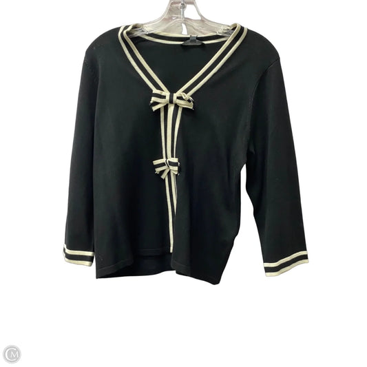 Top 3/4 Sleeve By Adrianna Papell In Black & Cream, Size: M