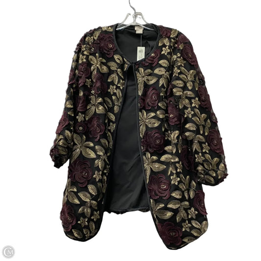 Cardigan By Chicos In Black & Purple, Size: M