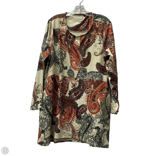 Top Long Sleeve By Chicos In Brown & Orange, Size: Xl