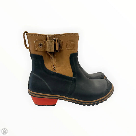 Boots Rain By Sorel In Black & Tan, Size: 6