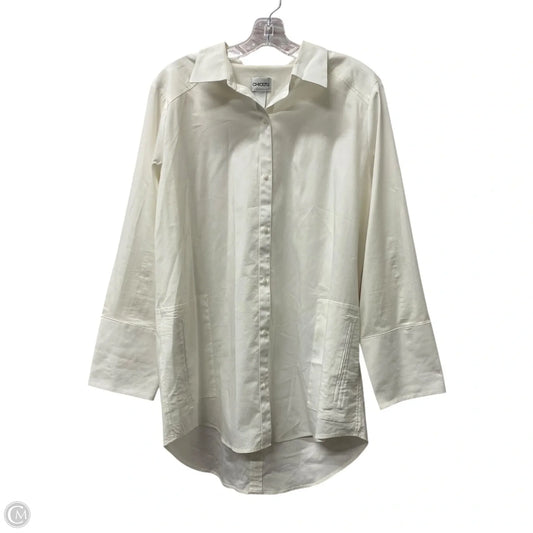 Top Long Sleeve By Chicos In White, Size: Xl