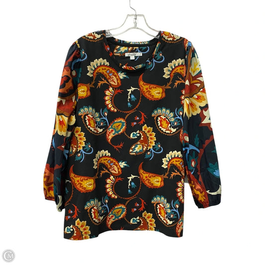 Top Long Sleeve By Chicos In Black & Orange, Size: Xl