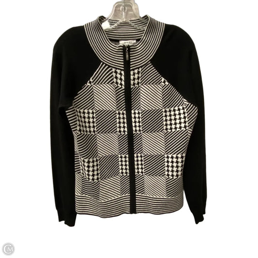 Sweater Cardigan By Sioni In Black & White, Size: M