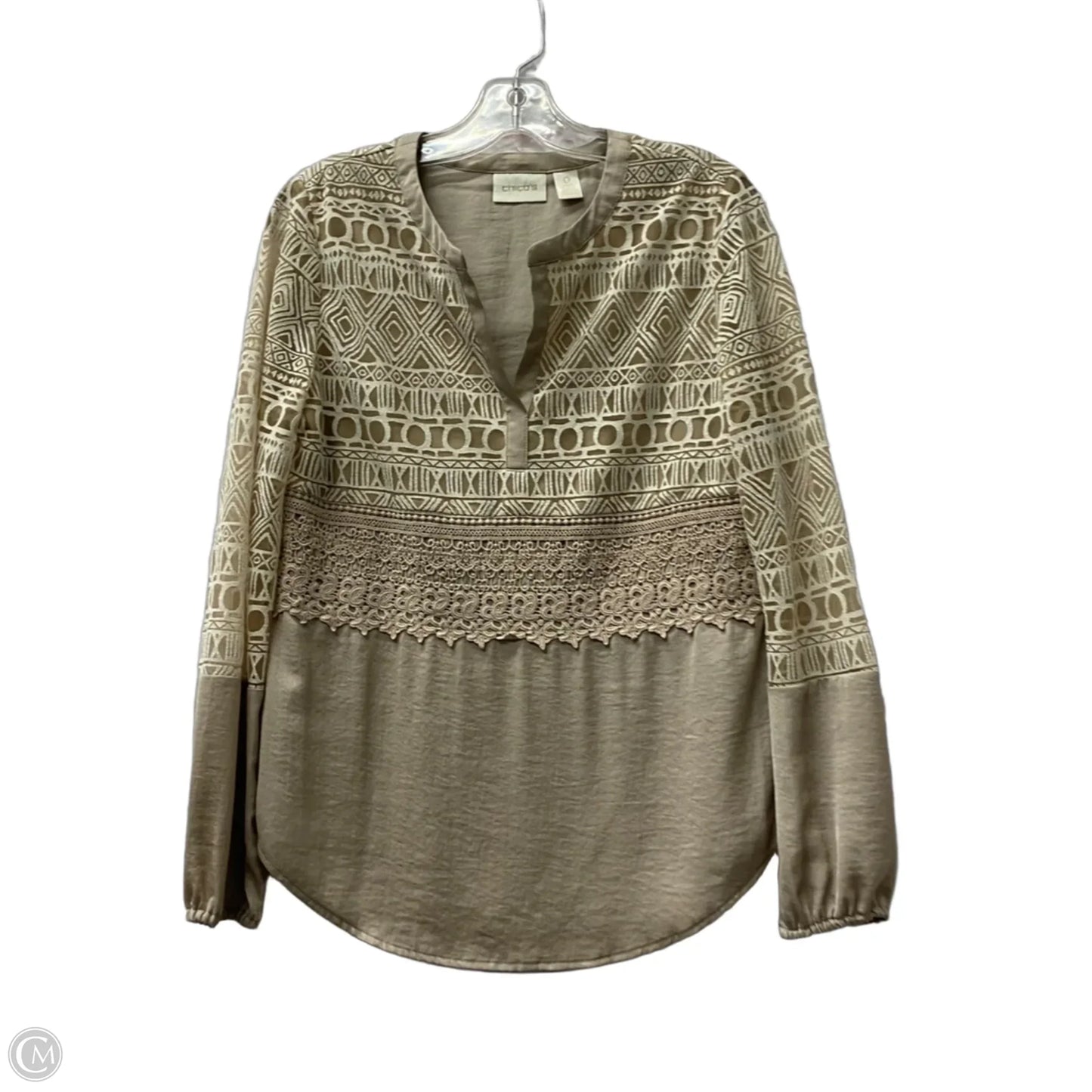 Top Long Sleeve By Chicos In Tan, Size: S
