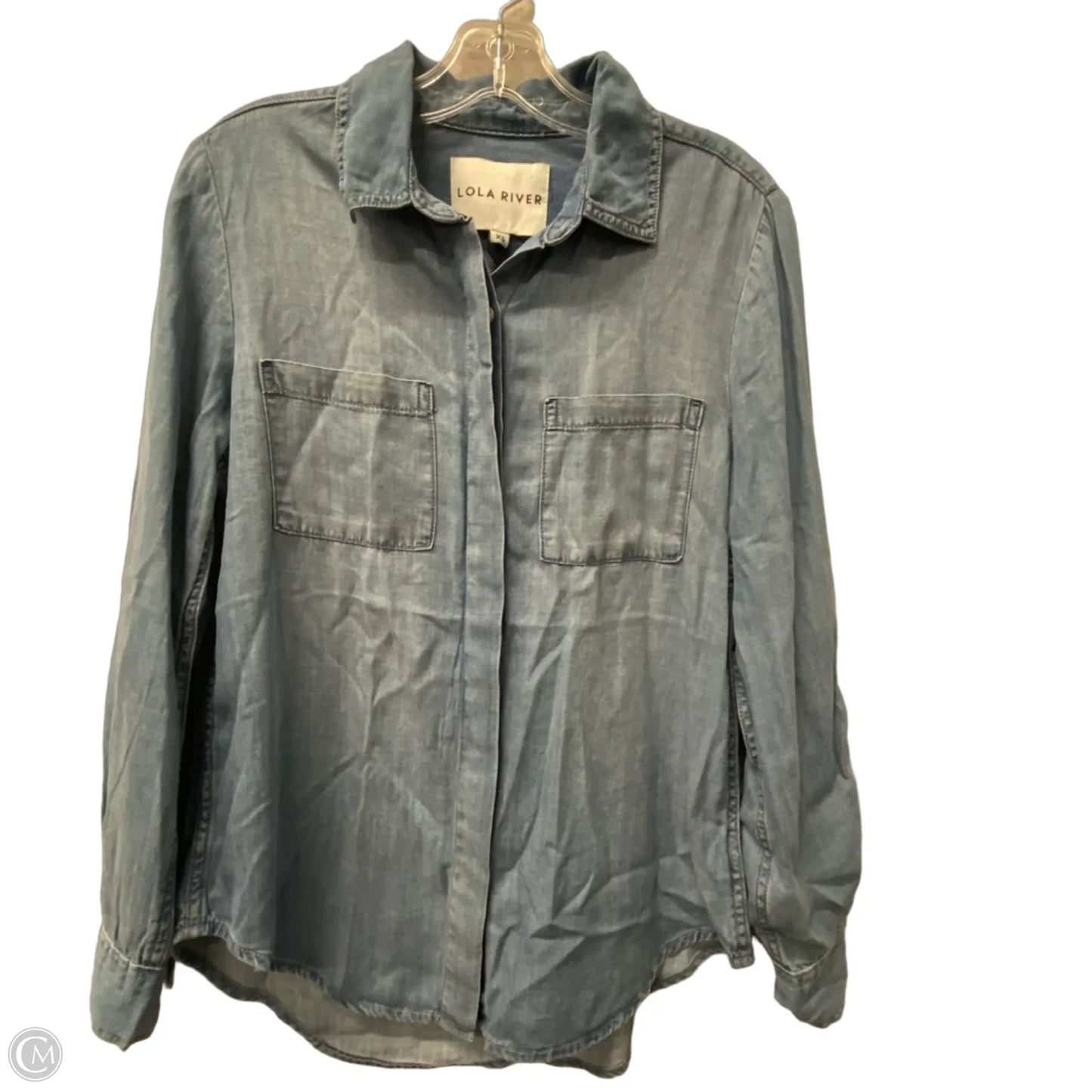 Top Long Sleeve By Lola River In Blue Denim, Size: Xs