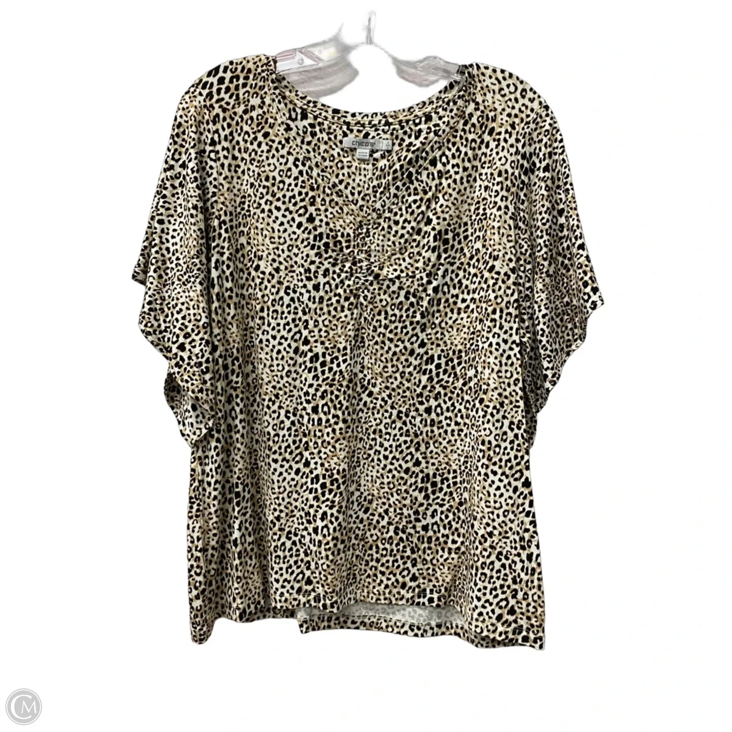 Top Short Sleeve By Chicos In Animal Print, Size: L