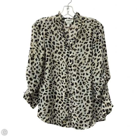 Top Long Sleeve By Express In Animal Print, Size: M