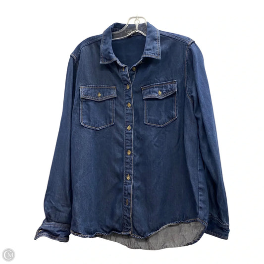 Jacket Shirt By Velvet Heart In Blue, Size: S