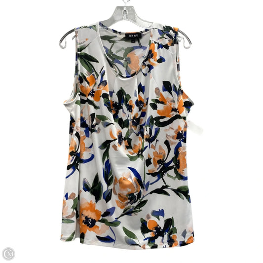 Top Sleeveless By Dkny In Green & White, Size: Xl