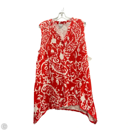 Top Sleeveless By Chicos In Red & White, Size: Xl