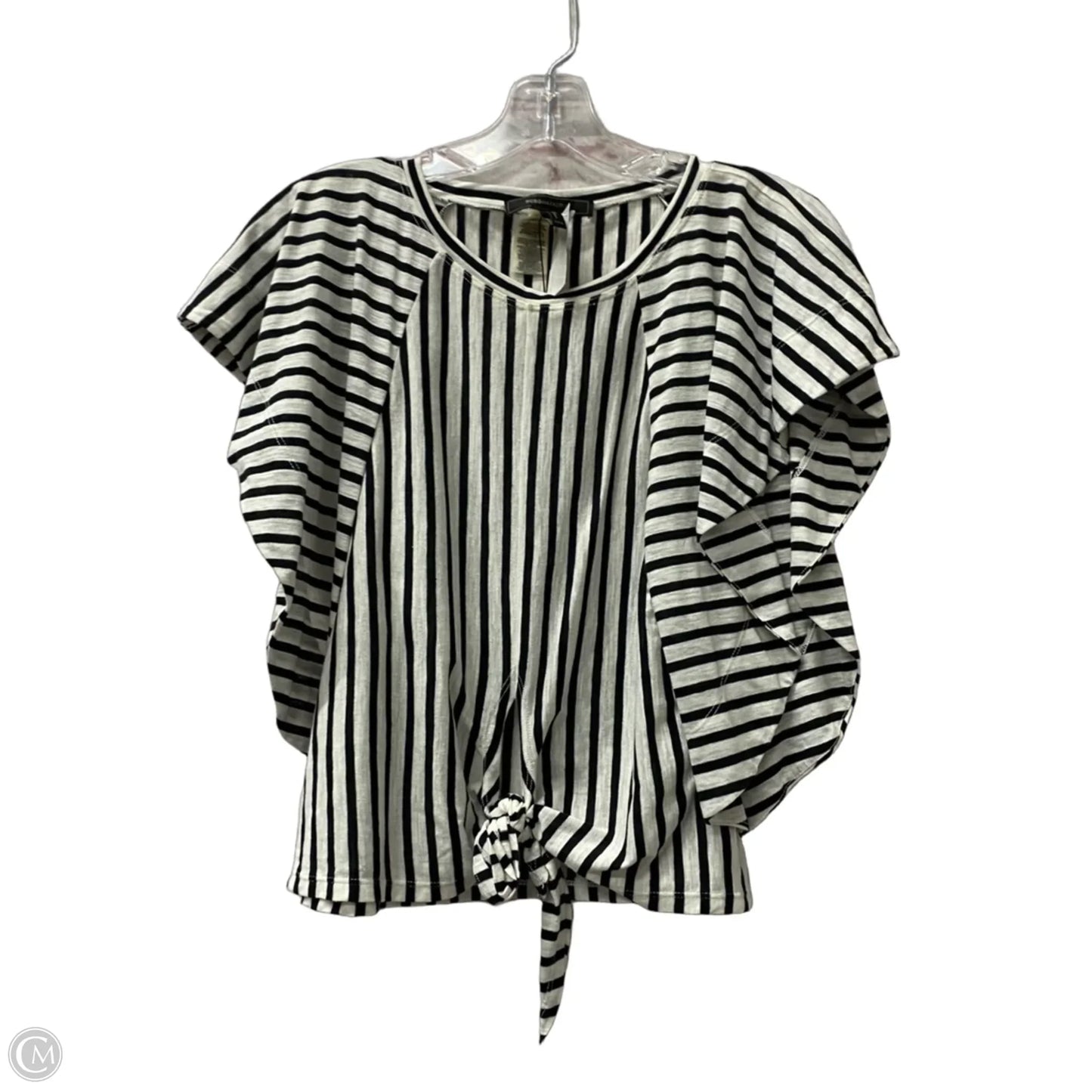 Top Short Sleeve By Bcbgmaxazria In Black & White, Size: Xxs