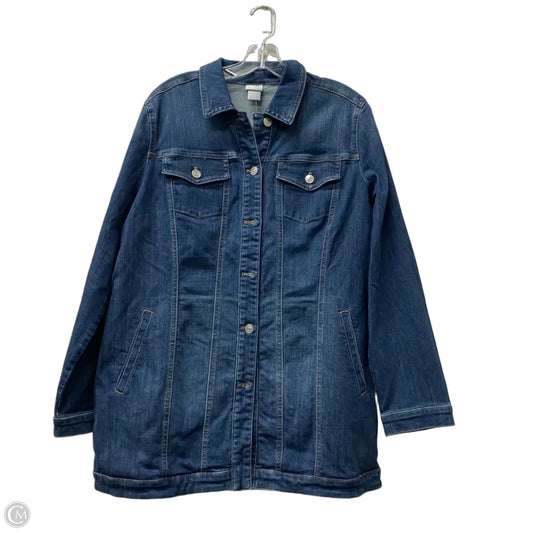 Jacket Denim By Chicos In Blue Denim, Size: L