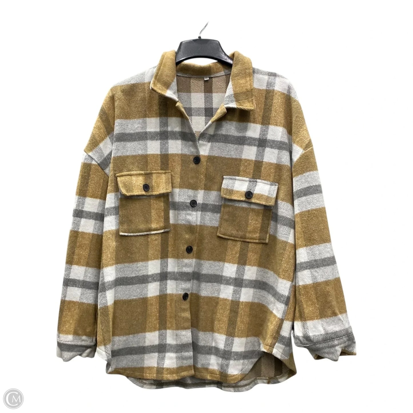 Jacket Shirt  In Tan, Size: 2x