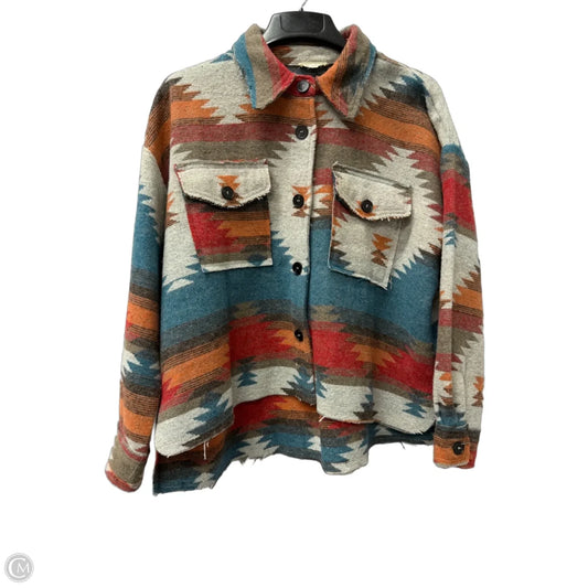 Jacket Shirt By La Miel In Grey & Orange, Size: M