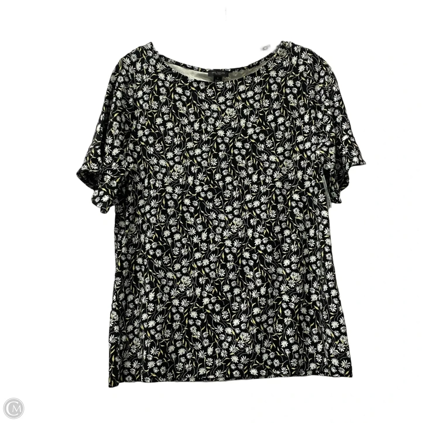 Top Short Sleeve By Ann Taylor In Black & White, Size: M