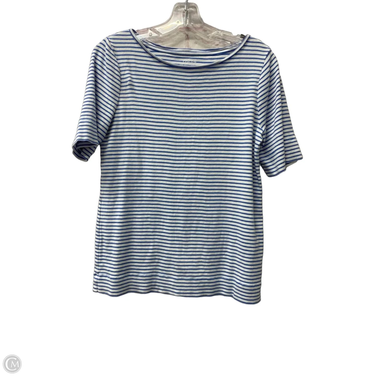 Top Short Sleeve By Chicos In Blue & White, Size: M