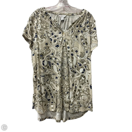 Top Short Sleeve By Liz Claiborne In Tan, Size: 1x