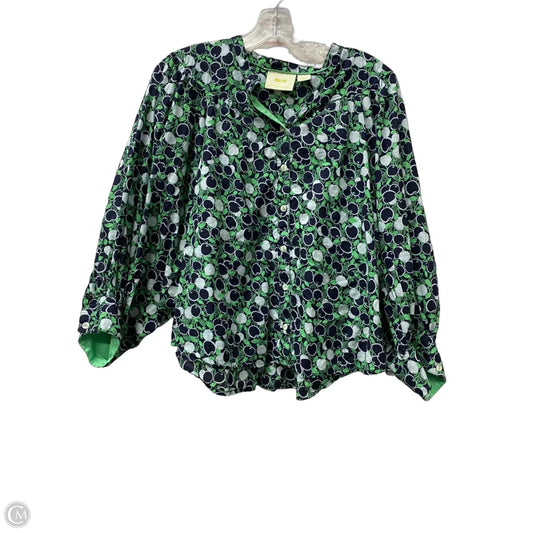 Top Long Sleeve By Maeve In Blue & Green, Size: M