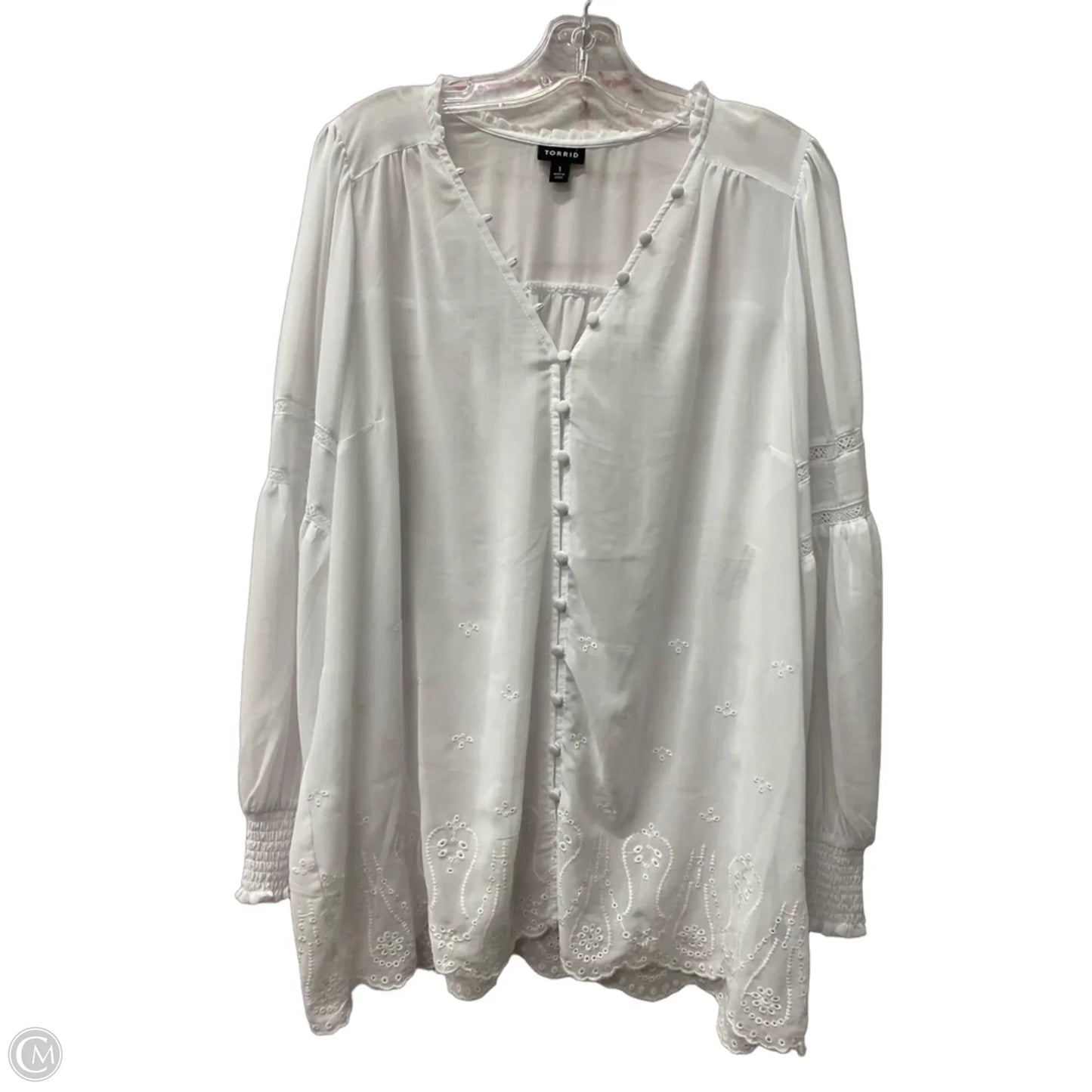 Top Long Sleeve By Torrid In White, Size: 1x