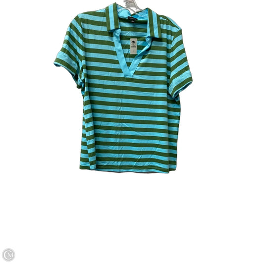 Top Short Sleeve By Talbots In Blue & Green, Size: L