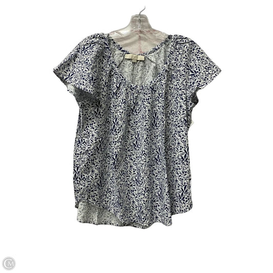 Top Short Sleeve By Loft In Blue & White, Size: M