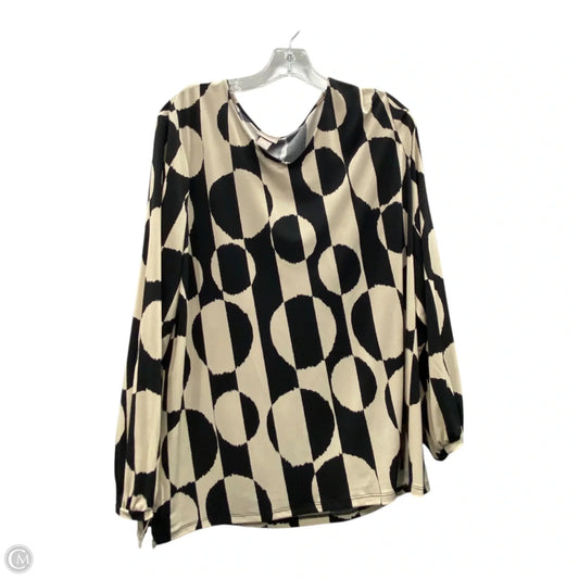 Top Long Sleeve By Chicos In Black & Tan, Size: Xl