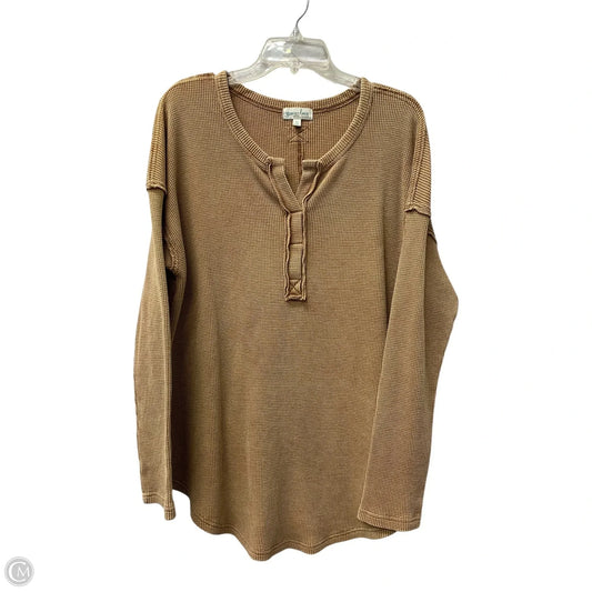 Top Long Sleeve By Grace & Lace In Tan, Size: Xl